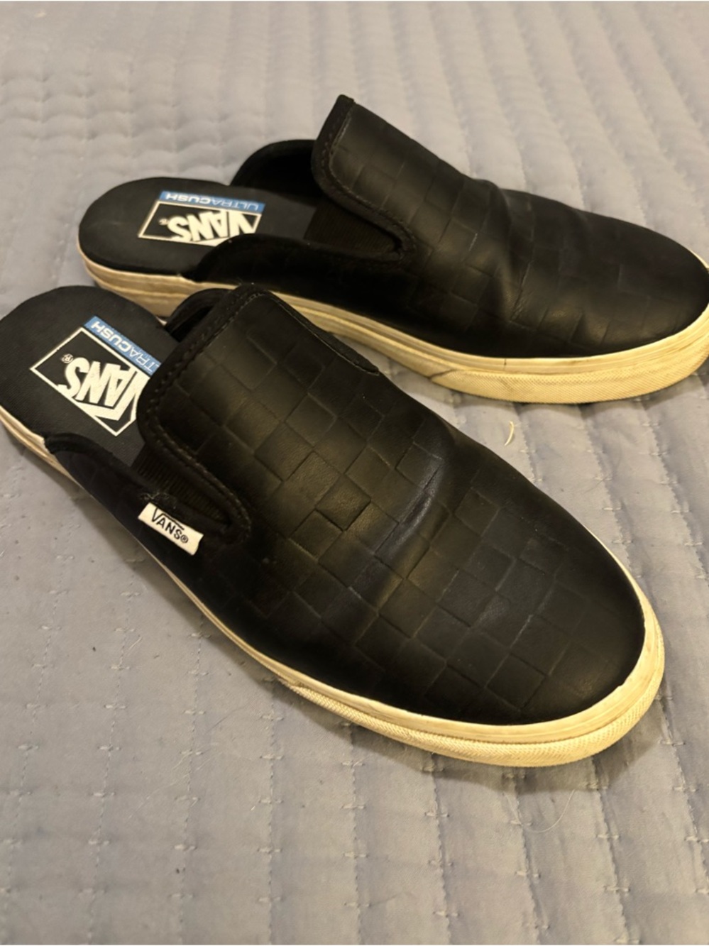 Vans Unisex Woven Black Slip-On Mule Sneakers Slides Textured  Women 9.5 Men’s 8